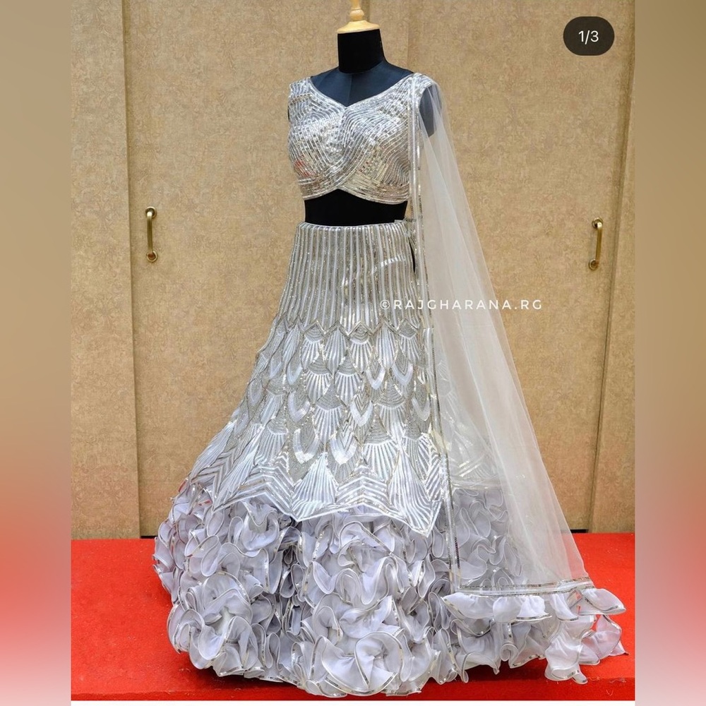 Silver designer reception lehenga